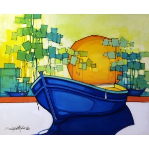 Salman Farooqi, 30 x 36 Inch, Acrylic on Canvas, Seascape Painting, AC-SF-608